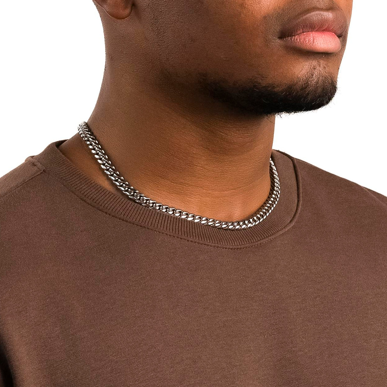 Men's Silver Chain - White Gold 8mm Miami Cuban Link - The Gold Gods - 18 inch 1