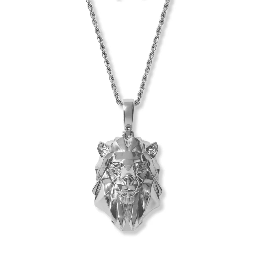 Lion Head Necklace Pendant and Rope Chain