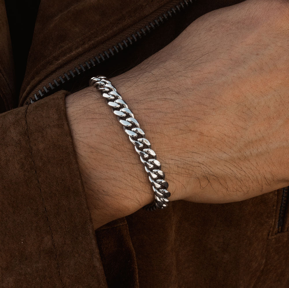 Cuban Link Bracelet White Gold 6MM